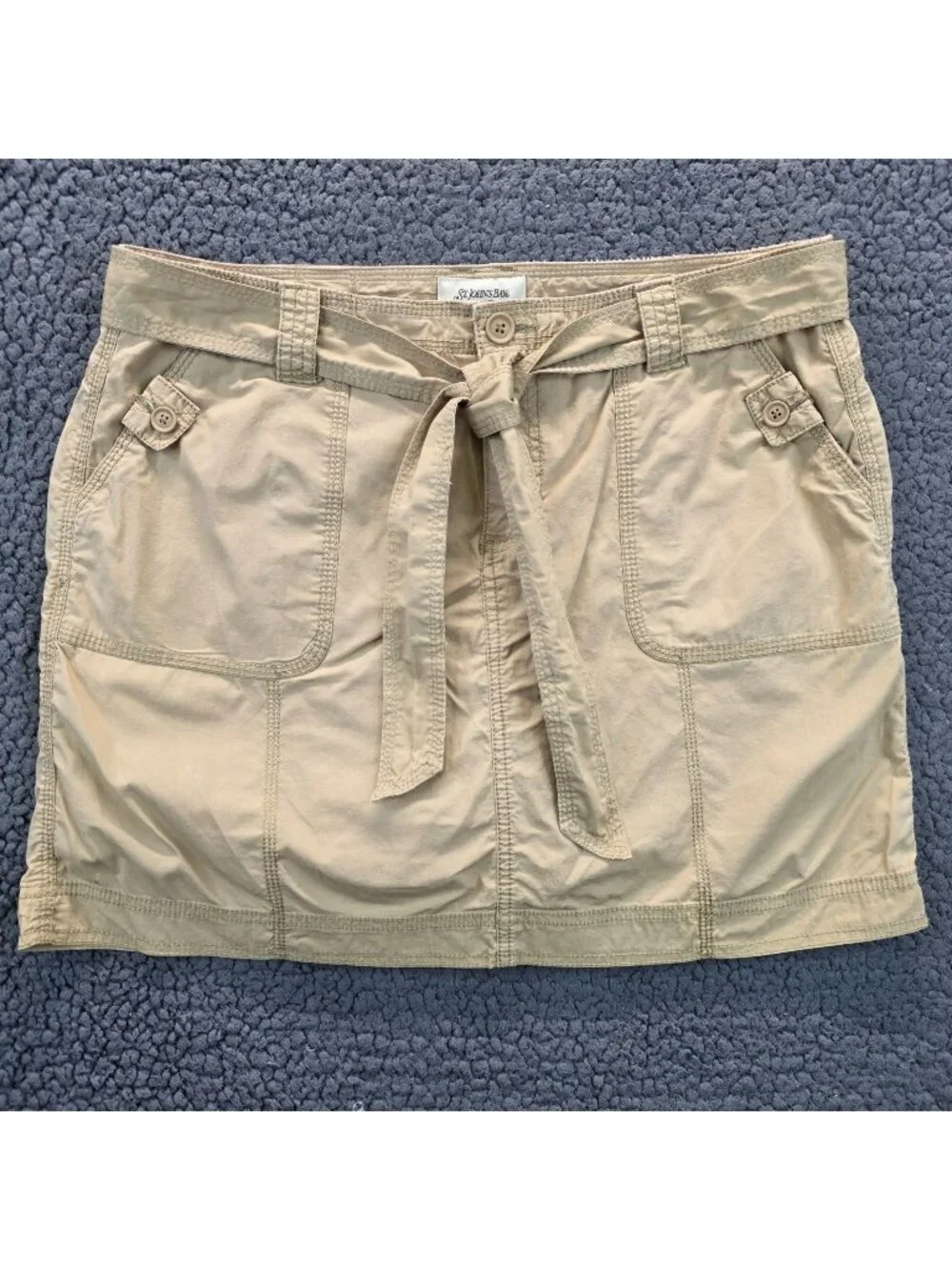 St. Johns Stretch Skort 12 Beige Cotton Utility Casual Granola Weekends Preppy